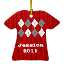 Comfy Red Argyle Sweater Ornament