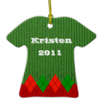 Comfy Red Argyle Sweater Ornament