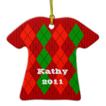 Comfy Red Argyle Sweater Ornament