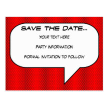 Comic book Save the Date Postcard