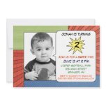 Comic Book Stripes Birthday Party Invitations