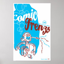 Comic Frenzy Robot Poster