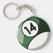 Comic Style Number 14 Billiards Ball Keychain