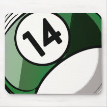 Comic Style Number 14 Billiards Ball Mouse Pads