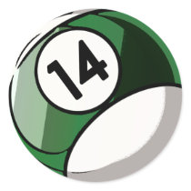 Comic Style Number 14 Billiards Ball Round Stickers