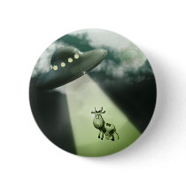Comical UFO Cow Abduction Button