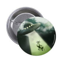 Comical UFO Cow Abduction Button