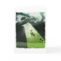 Comical UFO Cow Abduction Card