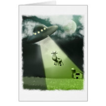 Comical UFO Cow Abduction Card