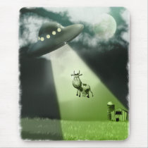 Comical UFO Cow Abduction Mousepad