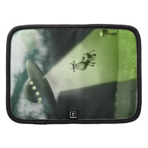 Comical UFO Cow Abduction Rickshaw Folio Planner