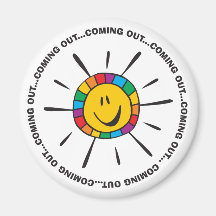 Coming out smiley faces . magnet