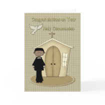 Communion African American Boy Greeting Cards