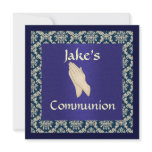 Communion  Blue & Beige DAMASK Invitation