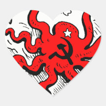 Communist Octopus Heart Stickers