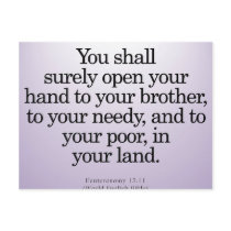 Community Service Deuteronomy 15-11 Post Card