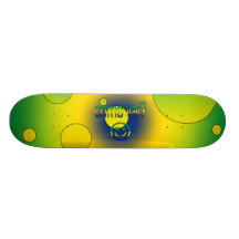 Como Vai? Brazil Flag Colours Pop Art Skate Board