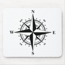 Compass Rose - Black & White Mouse Pad