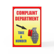 Complain Department Greeting Card