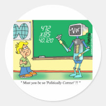 Computer Cartoon Robot in classroom Sticker