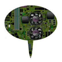 Computer CPU Oval Cake Topper