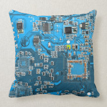 Computer Geek Circuit Board - blue Pillows