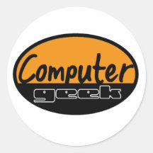 computer geek round sticker