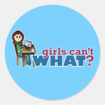 Computer Girl - Light Round Sticker