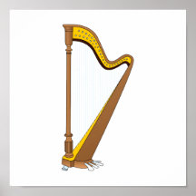 Concert Pedal Harp Graphic Design Poster