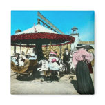 Coney Island Carousel 1890s Magic Lantern Slide Fridge Magnet