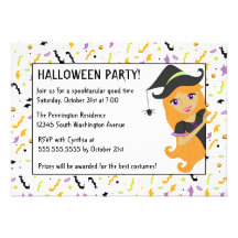 Confetti and cute witch Halloween party invitation