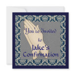 CONFIRMATION Blue & Beige DAMASK  INVITATIONS