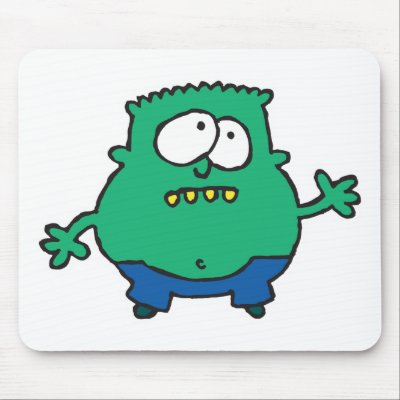 confused little green monster mouse pad by doonidesigns