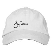 Confusione Black Print Embroidered Hats