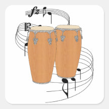 Conga Drums Square Stickers