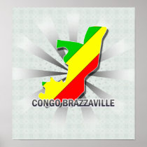 Congo Brazzaville Flag Map 2.0 Poster