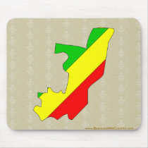 Congo Brazzaville Flag Map full size Mouse Pad