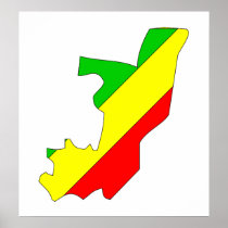 Congo Brazzaville Flag Map full size Poster