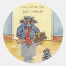 CONGRATS Big Cheese Round Stickers