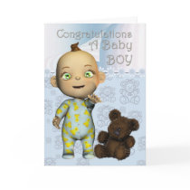 Congratulations A Baby Boy Card with cartoon