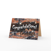 Congratulations B.A. Graduate Orange and Black Greeting Cards