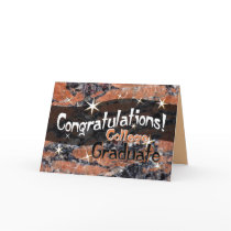 Congratulations College Graduate Orange and Black Greeting Card