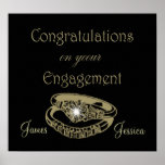 Congratulations Engagement Rings Customisable Post posters