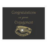 Congratulations Gold Engagement Rings Postcard