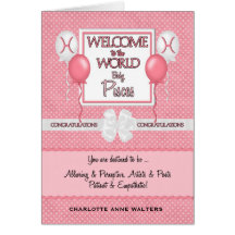 Congratulations New Baby Girl Pisces Greeting Cards