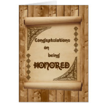 Congratulations on Being Honoured Card