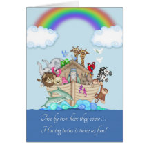 Congratulations on expecting Twins - Noah's Ark Card