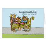 Congratulations on New Baby Girl, Cat Family Greeting Cards