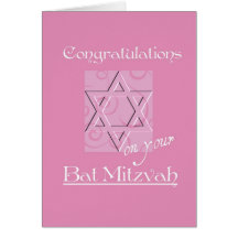 Congratulations on your Bat Mitzvah!-Pink Card