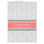 Congratulations Parents of the Groom Coral Grey Greeting Cards